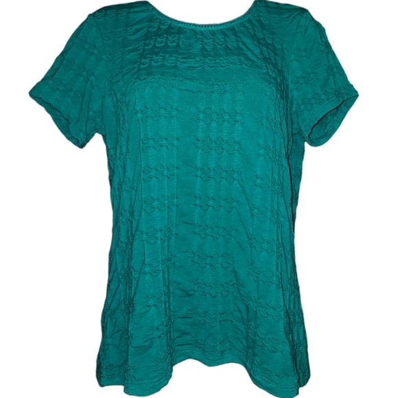 NWT Laura Scott Pucker Ruffled Short Sleeve Top - Picture 1 of 3